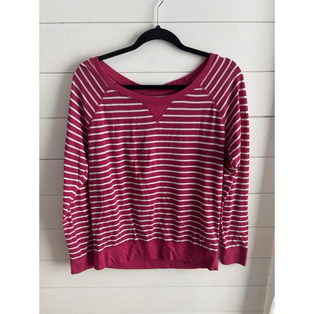Abercrombie & Fitch Women Long Sleeve T Shirt, Shannon, Pink Stripes Large 0676